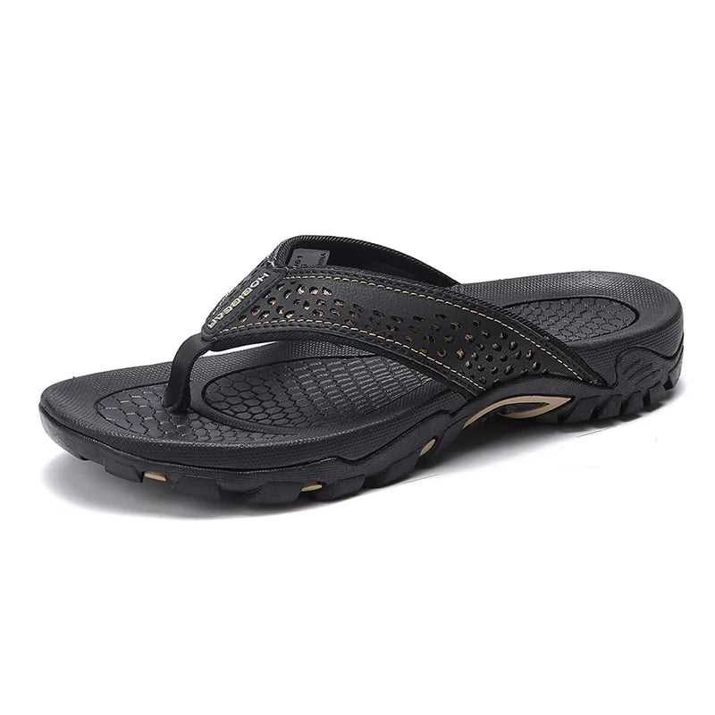Chaussons Homme <br> Tongs Cuir Élégantes