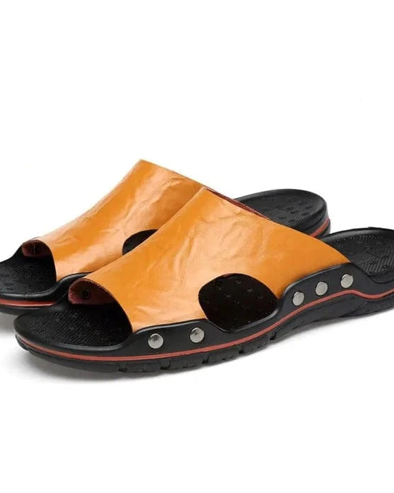 Chaussons pour Homme | Sandale en cuir Jaune / 43
