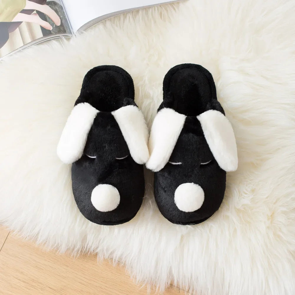 Chaussons Animaux <br> Chien Noir et Blanc