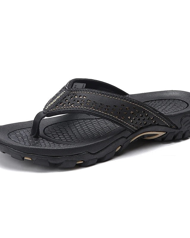 Chaussons Homme <br> Tongs Cuir Élégantes