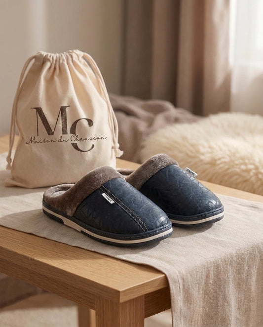 Chaussons pour Homme <br> Cuir d'Hiver