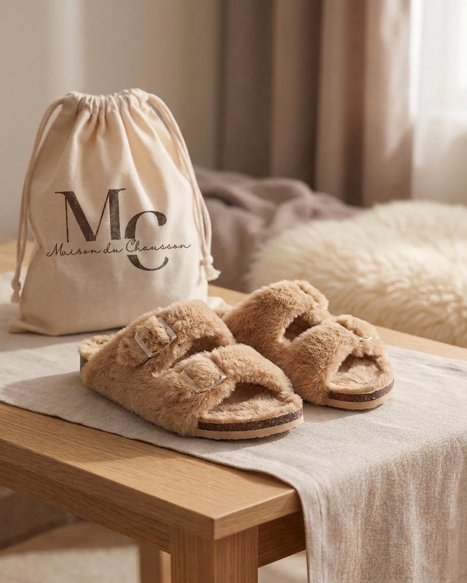 Chaussons Femme <br> Fourrure double bride