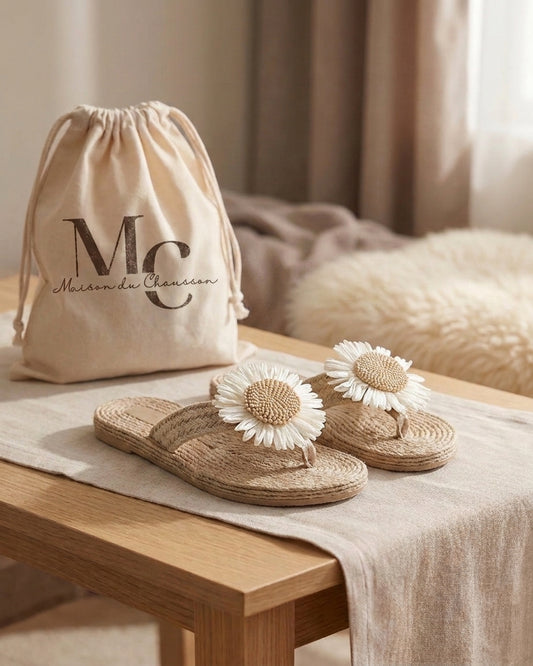 Chaussons Femme <br> Sandales Plage Pâquerettes