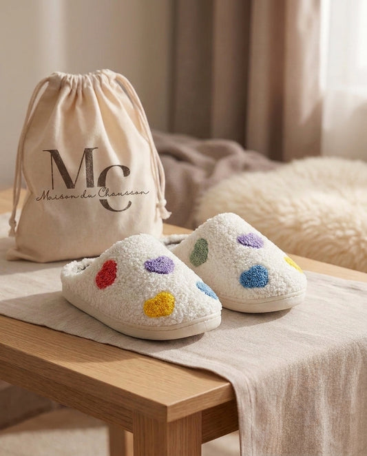 Chaussons Femme <br> Coeur Multicolore