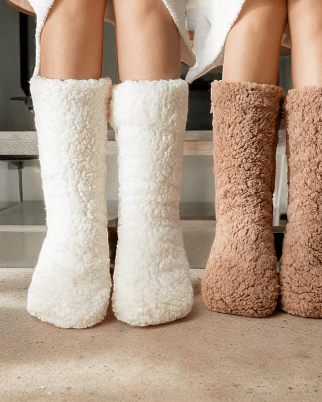 Chaussettes-chaussons Femme Apollo Antidérapants – Gris, Taille 37/39, Cocooning
