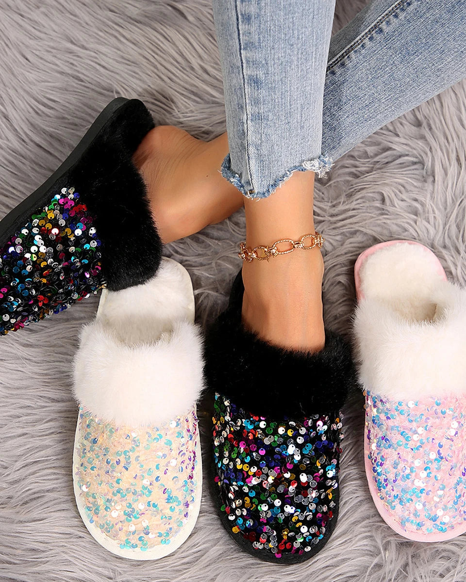 Chaussons Femme <br> Chic Fourrure et Strass