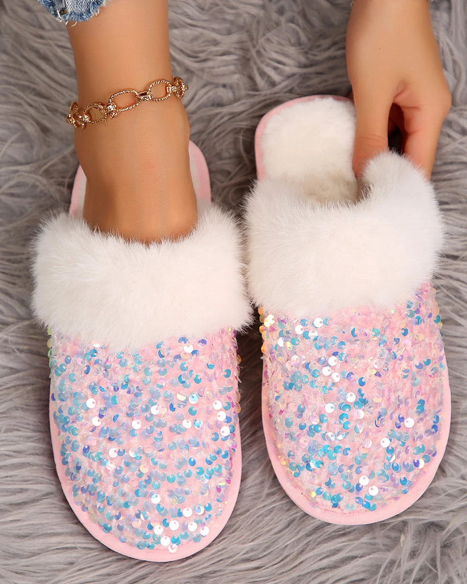 Chaussons Femme <br> Chic Fourrure et Strass