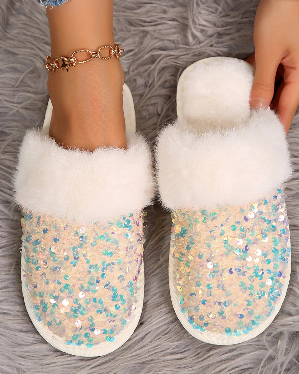 Chaussons Femme <br> Chic Fourrure et Strass
