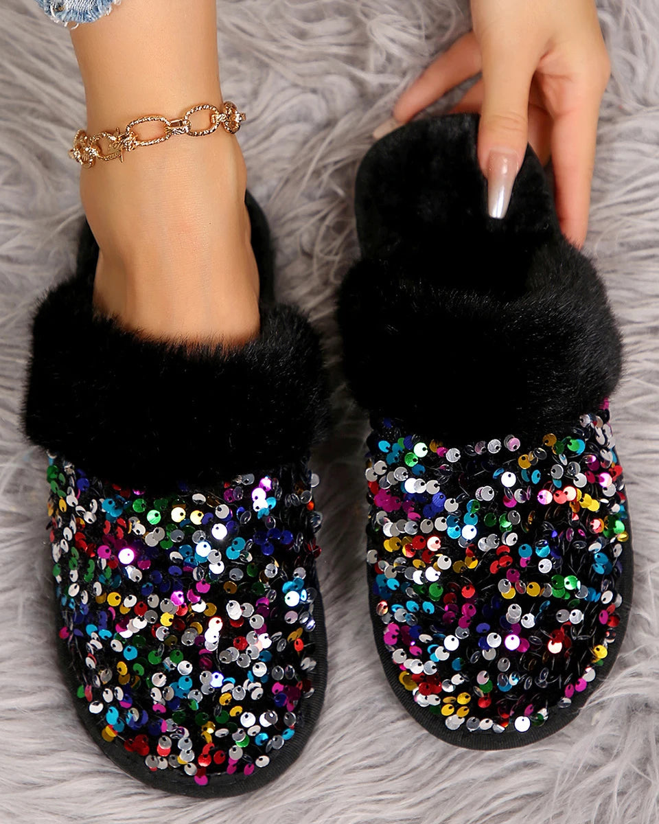 Chaussons Femme <br> Chic Fourrure et Strass