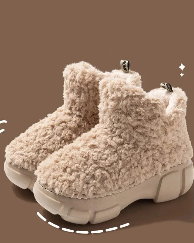Chaussons Femme | Fluffy Plateforme Marron / 38-39
