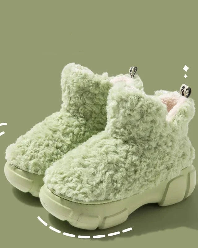 Chaussons Femme | Fluffy Plateforme Vert / 36-37