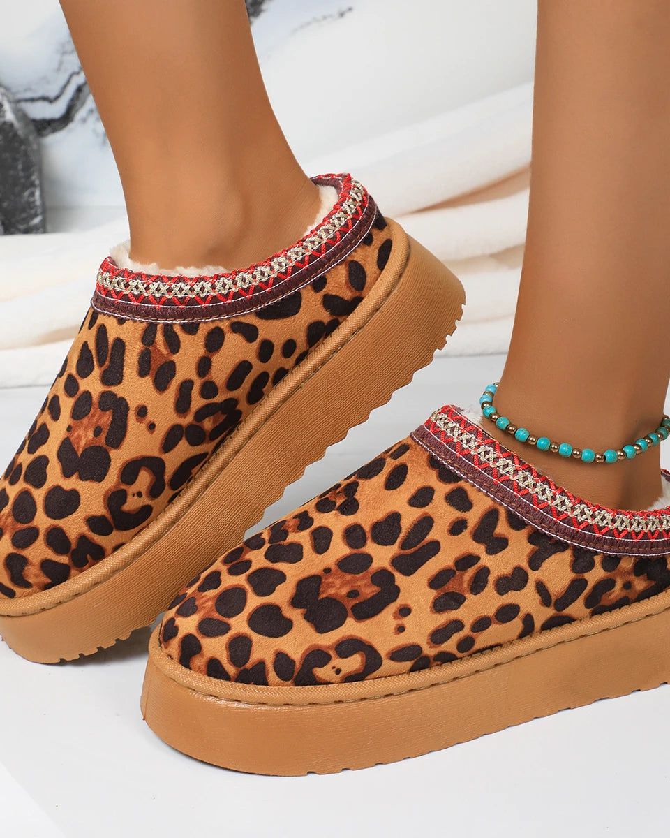 Chaussons Femme <br> Léopard à Plateforme