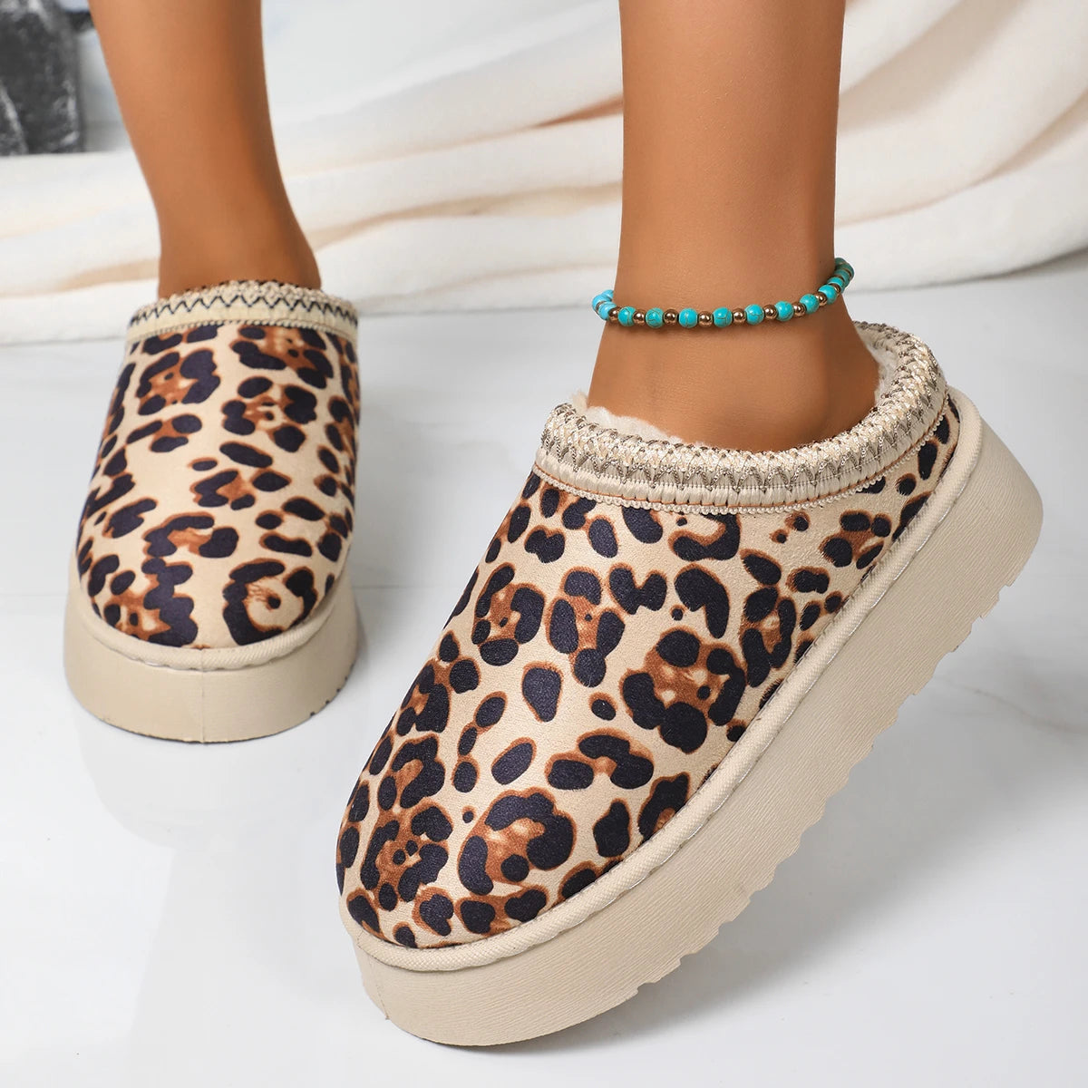 Chaussons Femme <br> Léopard à Plateforme