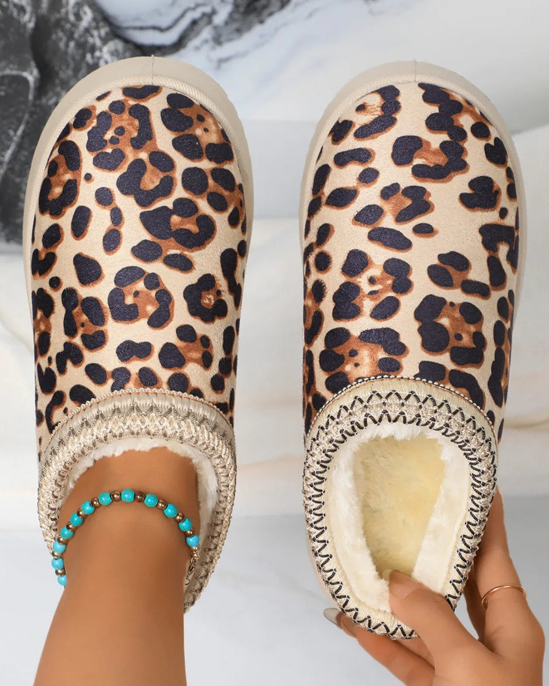 Chaussons Femme <br> Léopard à Plateforme