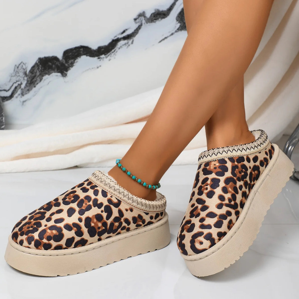 Chaussons Femme <br> Léopard à Plateforme