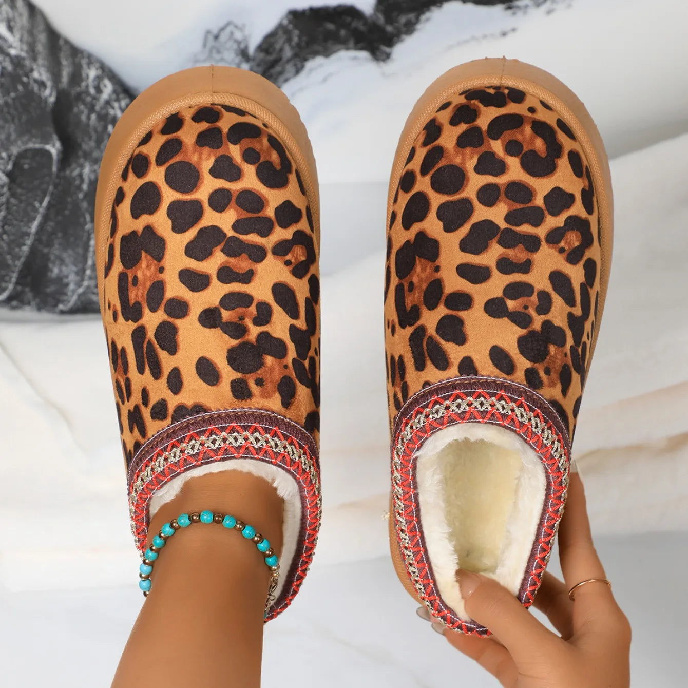 Chaussons Femme <br> Léopard à Plateforme