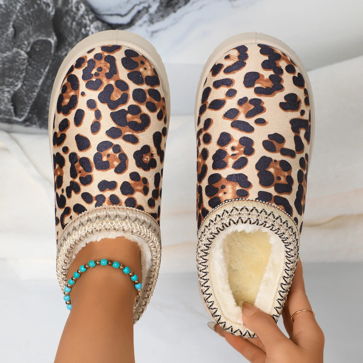 Chaussons Femme <br> Léopard à Plateforme