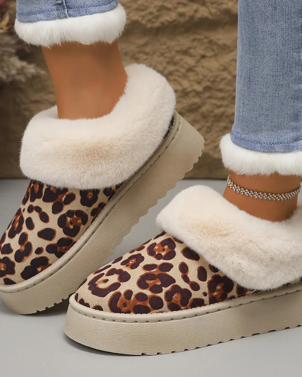 Chaussons Femme <br> Léopard fourrure