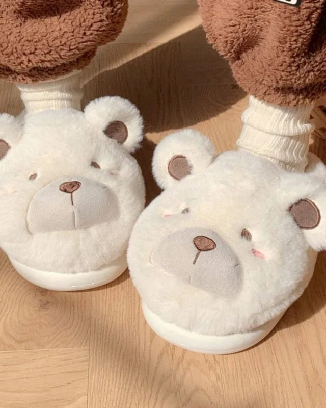 Chaussons Femme | Ours Mignon Blanc / 38-39