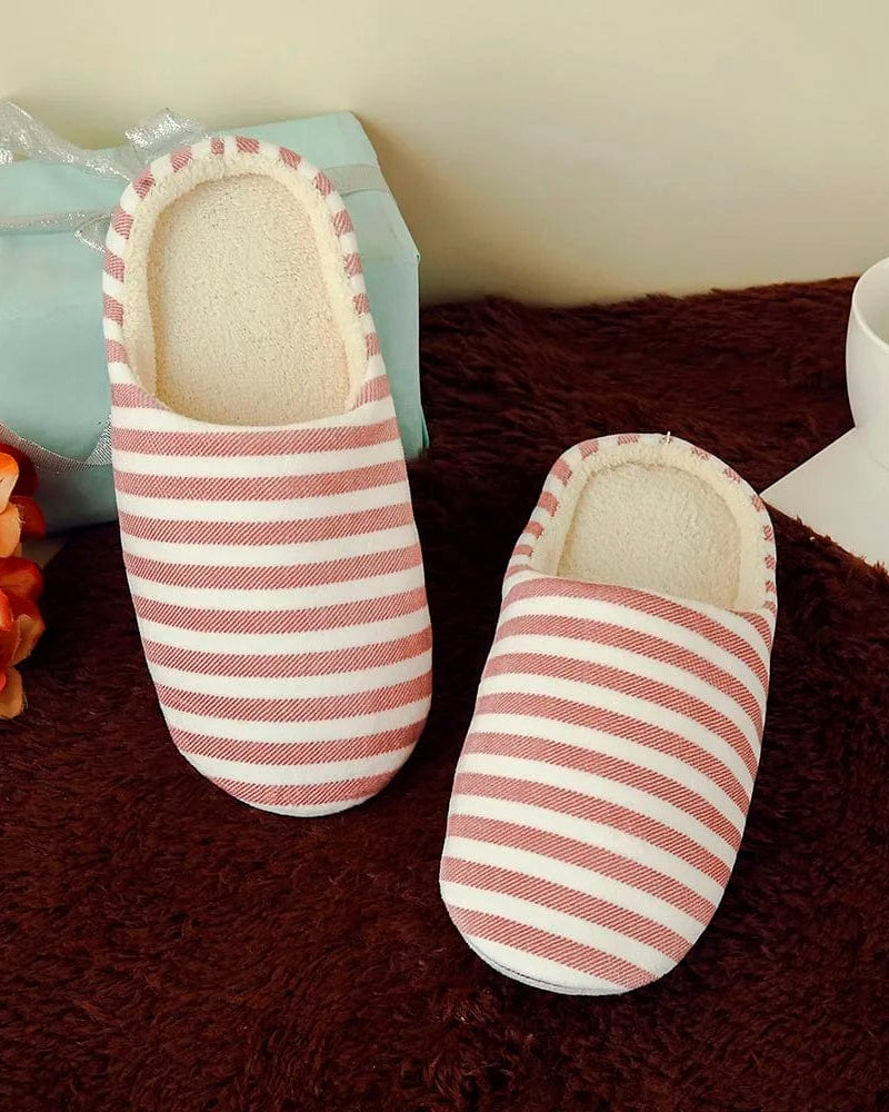 Chaussons Femme | Rayé Rose Foncé / 41-42
