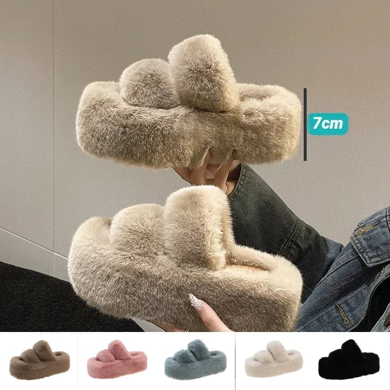 Chaussons Femme | Sandale Fluffy Plateforme