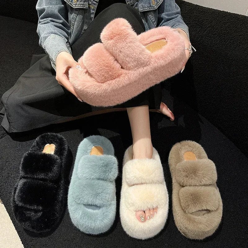 Chaussons Femme | Sandale Fluffy Plateforme