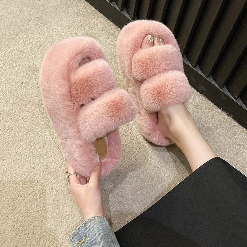 Chaussons Femme | Sandale Fluffy Plateforme