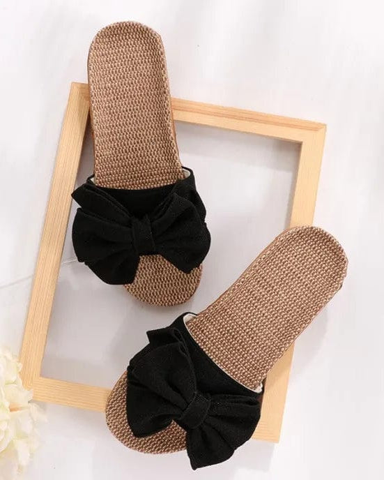 Chaussons Femme | Sandale avec Noeud Noir / 36-37
