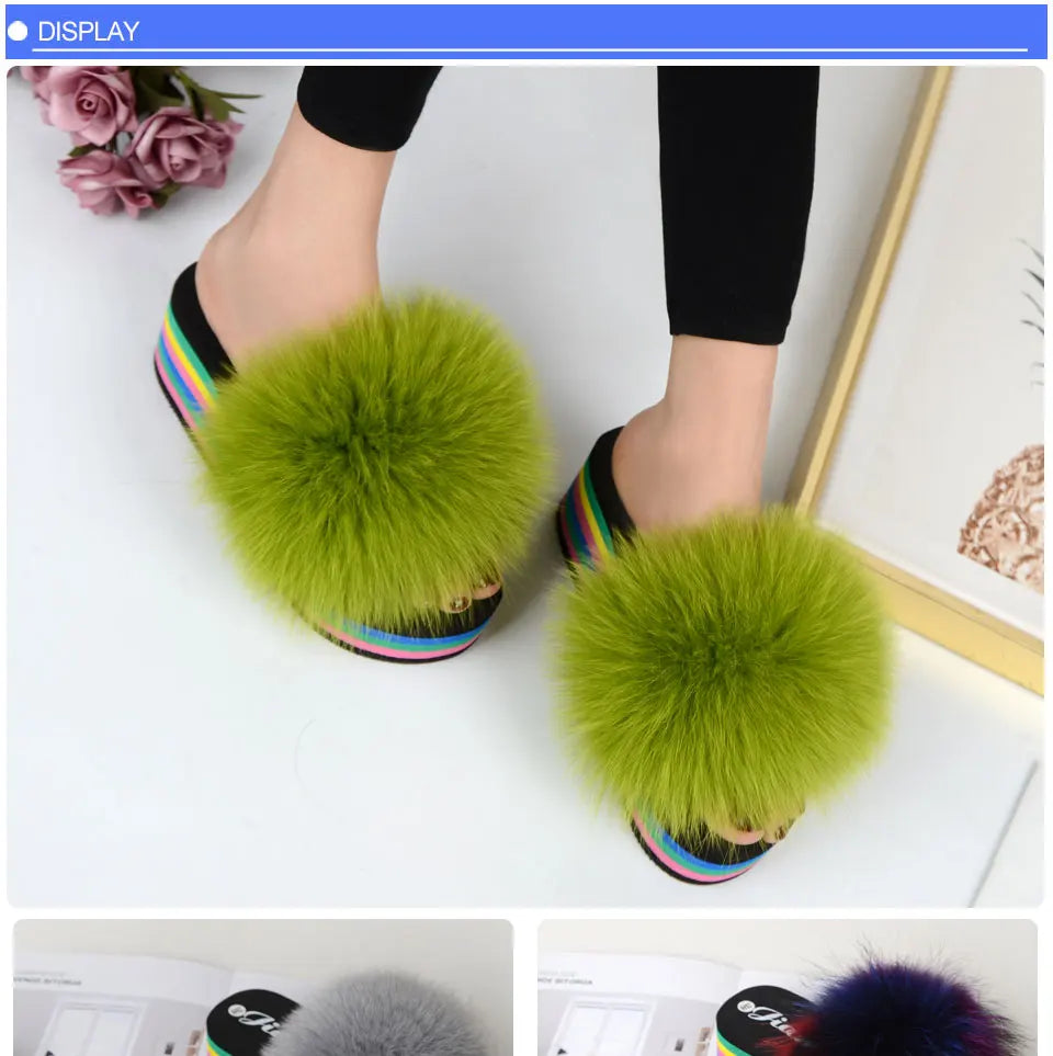 Chaussons Femme <br> Sandales Fourrure Multicolores Été