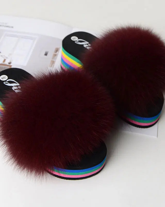 Chaussons Femme <br> Sandales Fourrure Multicolores Été