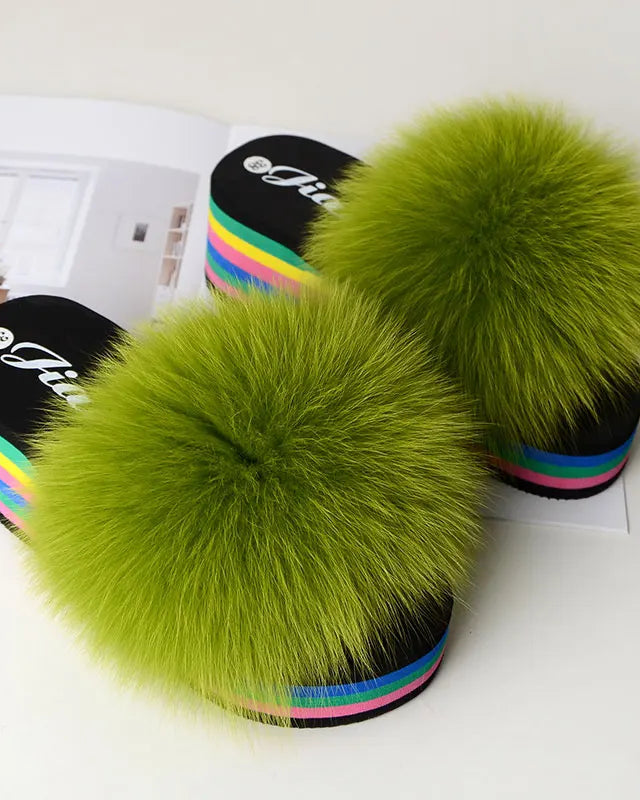 Chaussons Femme <br> Sandales Fourrure Multicolores Été