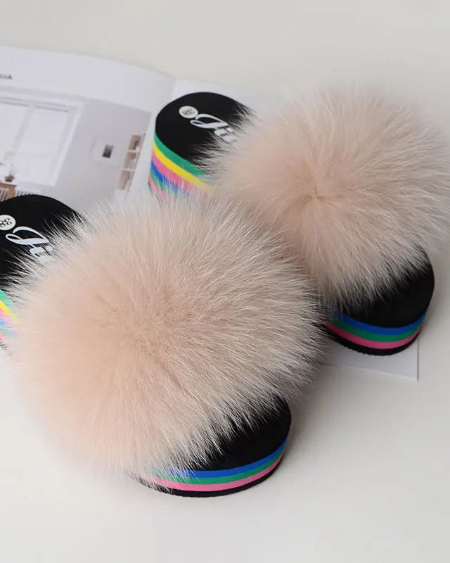 Chaussons Femme <br> Sandales Fourrure Multicolores Été