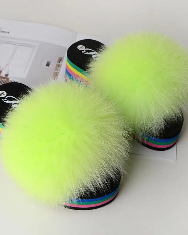 Chaussons Femme <br> Sandales Fourrure Multicolores Été
