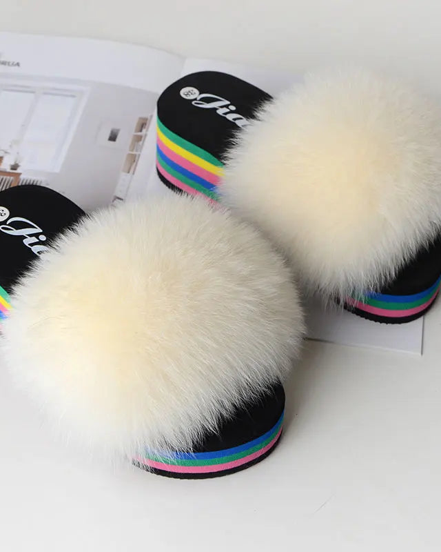Chaussons Femme <br> Sandales Fourrure Multicolores Été
