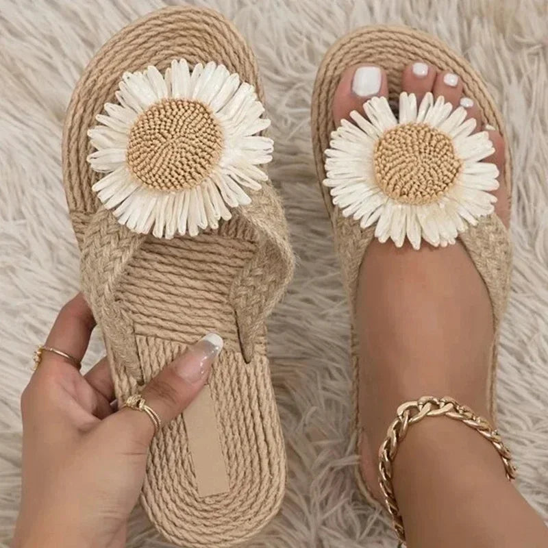 Chaussons Femme <br> Sandales Plage Pâquerettes