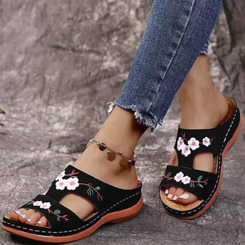 Chaussons Femme <br> Sandales Vintage Fleur
