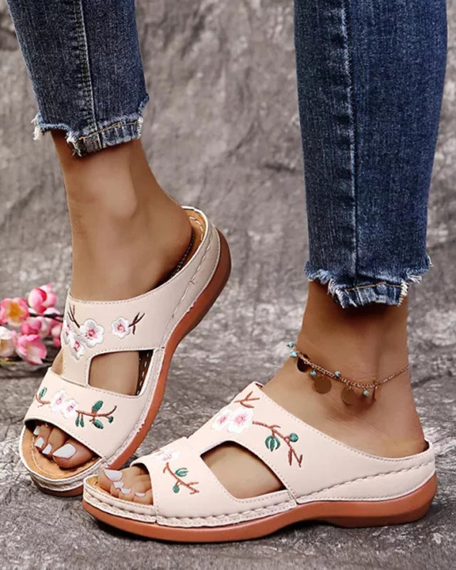 Chaussons Femme <br> Sandales Vintage Fleur