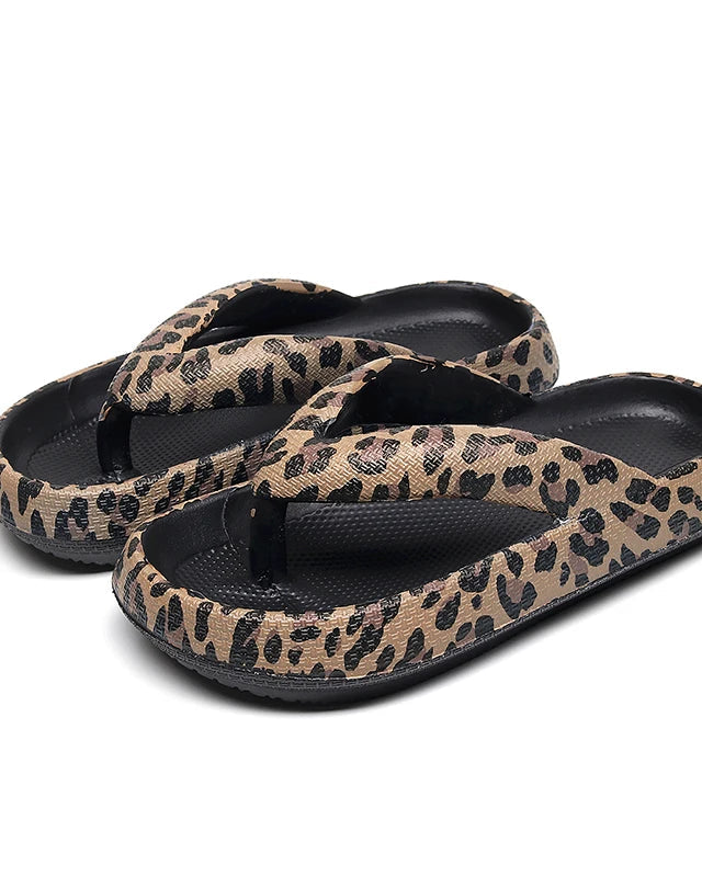 Chaussons Femme <br> Tongs Léopard Confort