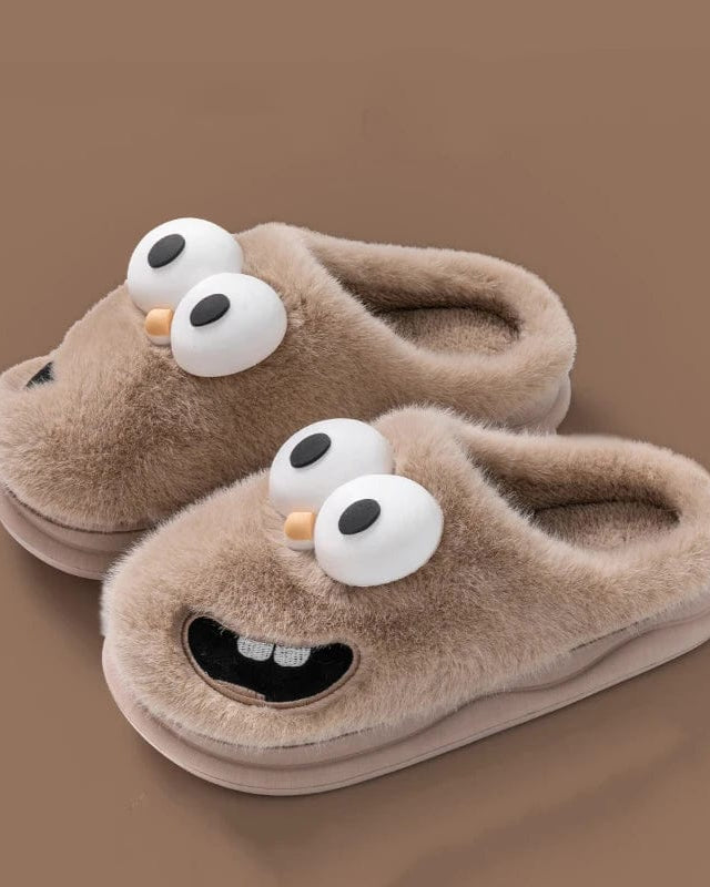 Chaussons Homme Rigolos | Gros Yeux Chocolat / 43-44