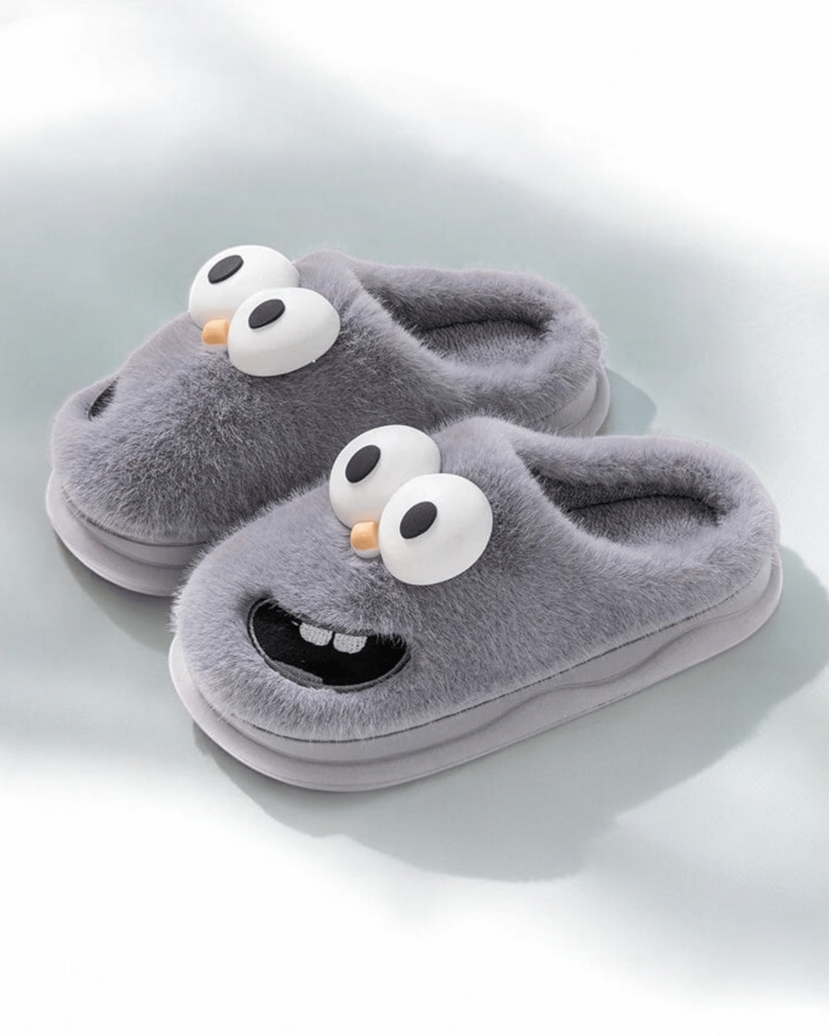Chaussons Homme Rigolos | Gros Yeux Gris / 39-40