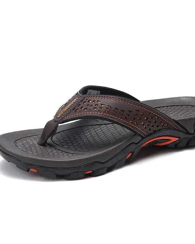 Chaussons Homme <br> Tongs Cuir Élégantes