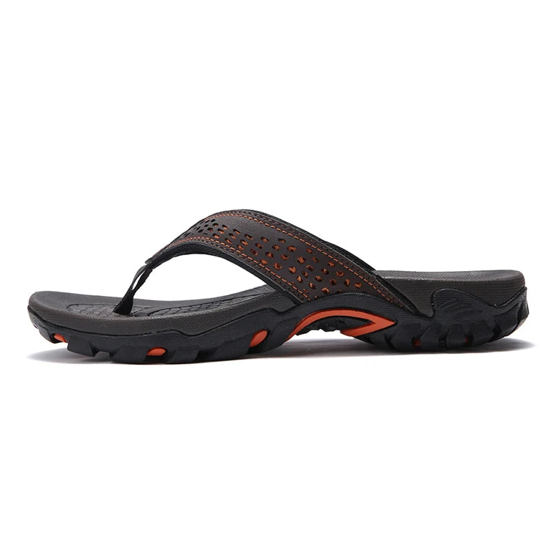 Chaussons Homme <br> Tongs Cuir Élégantes