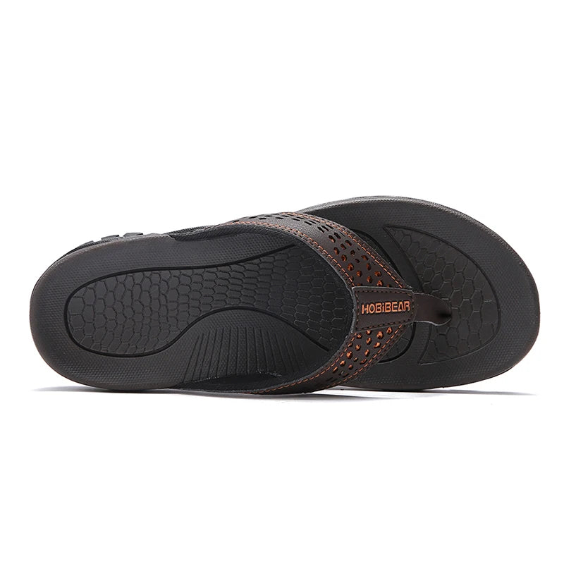 Chaussons Homme <br> Tongs Cuir Élégantes