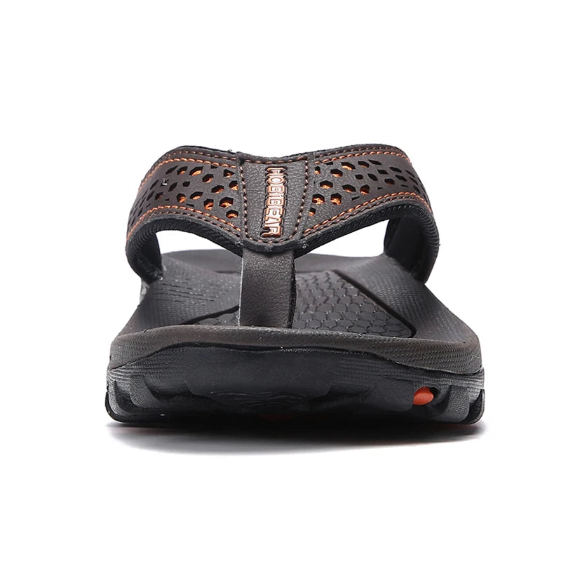 Chaussons Homme <br> Tongs Cuir Élégantes