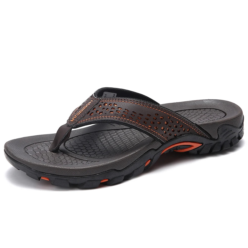 Chaussons Homme <br> Tongs Cuir Élégantes
