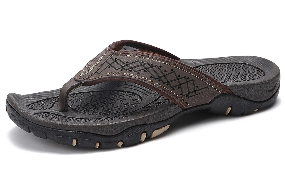 Chaussons Homme <br> Tongs Cuir Élégantes