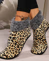 Chaussettes-chaussons Femme Chaudes Antidérapantes - Motifs Animaux (panda, élan...), Acrylique Et Polaire - Taille Unique, Cadeau Noël - 9