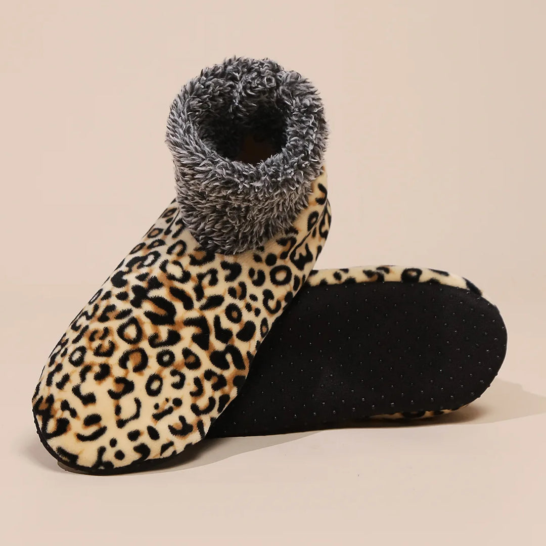 Chaussettes-chaussons Femme Chaudes Antidérapantes - Motifs Animaux (panda, élan...), Acrylique Et Polaire - Taille Unique, Cadeau Noël - 14