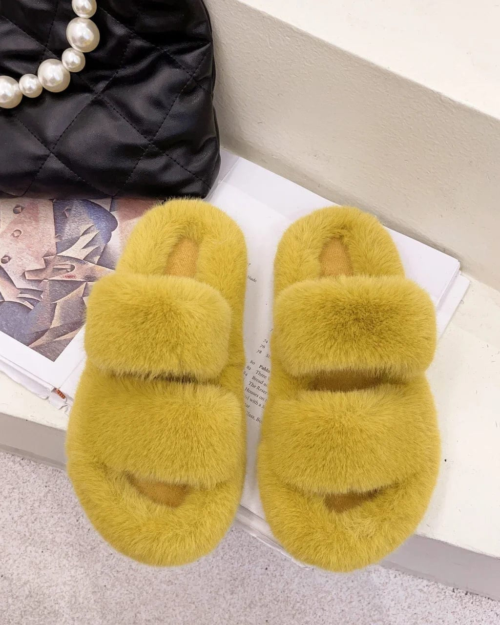 Chaussons pour Femme | Fourrés Jaune / 35