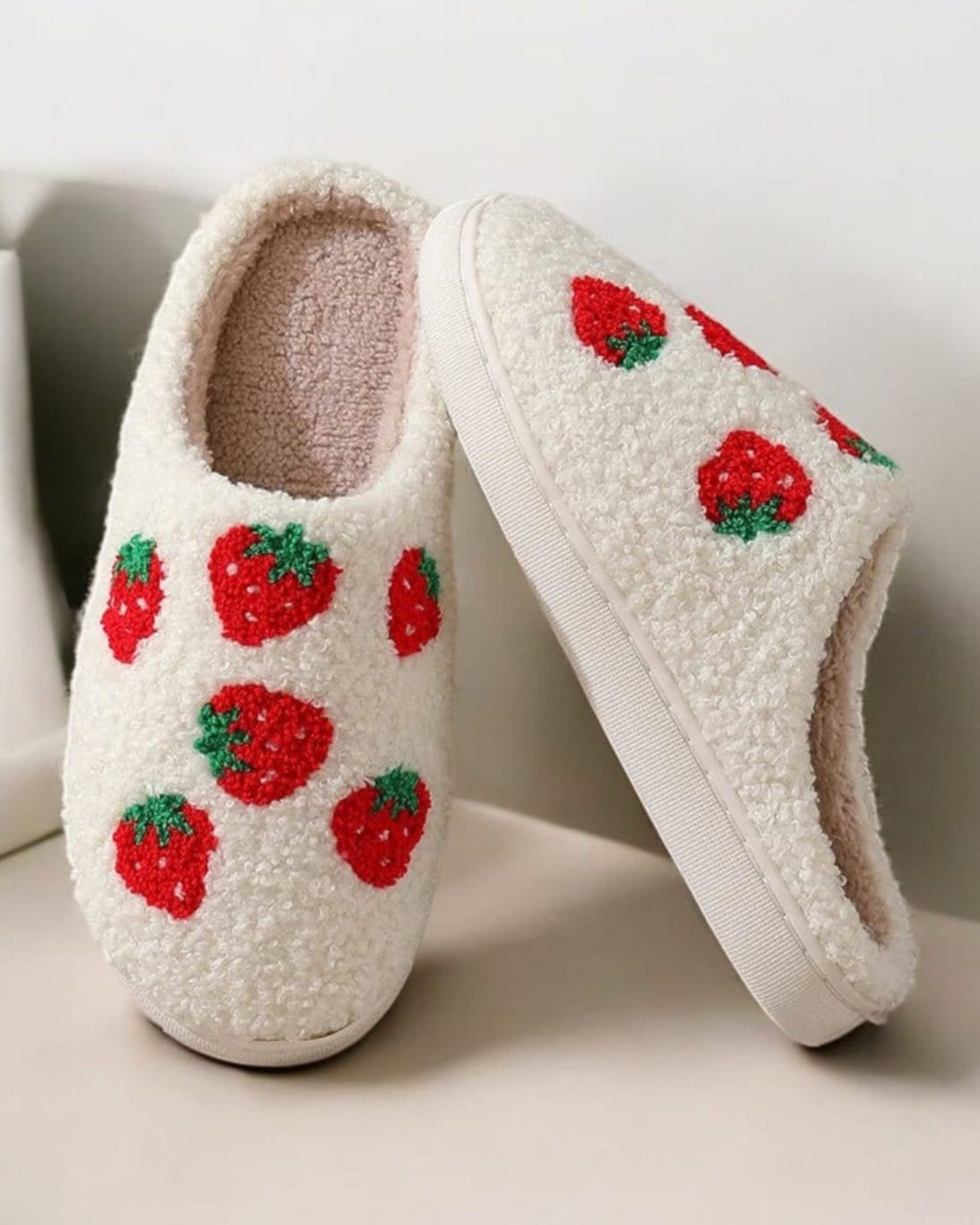 Chausson pour Femme | Fraises Gourmande Blanc / 35-36